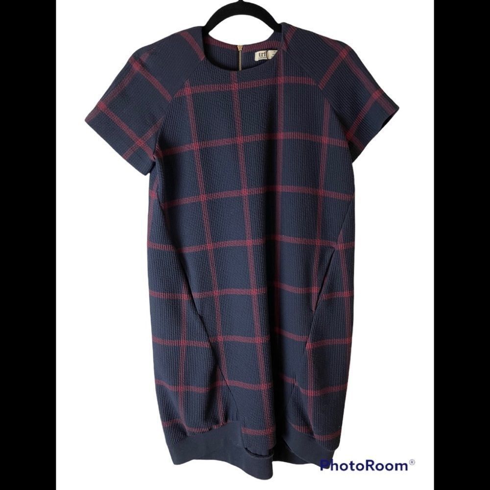 Zara Blue Plaid Dress Medium